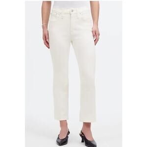 NWT MADEWELL Mid-Rise Kick-Out Size 27 Ankle-Length Pure White MSRP $128